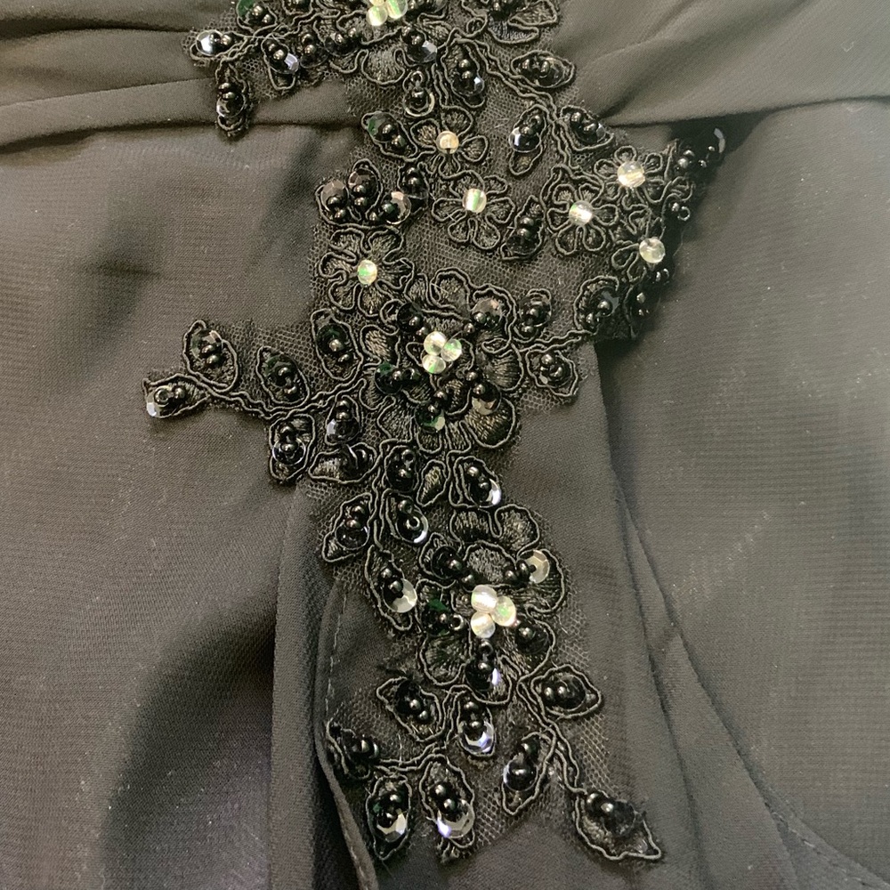 NWTs Adas Bridal Black 3/4 Sleeve Long Beaded Gown - Picture 8 of 9